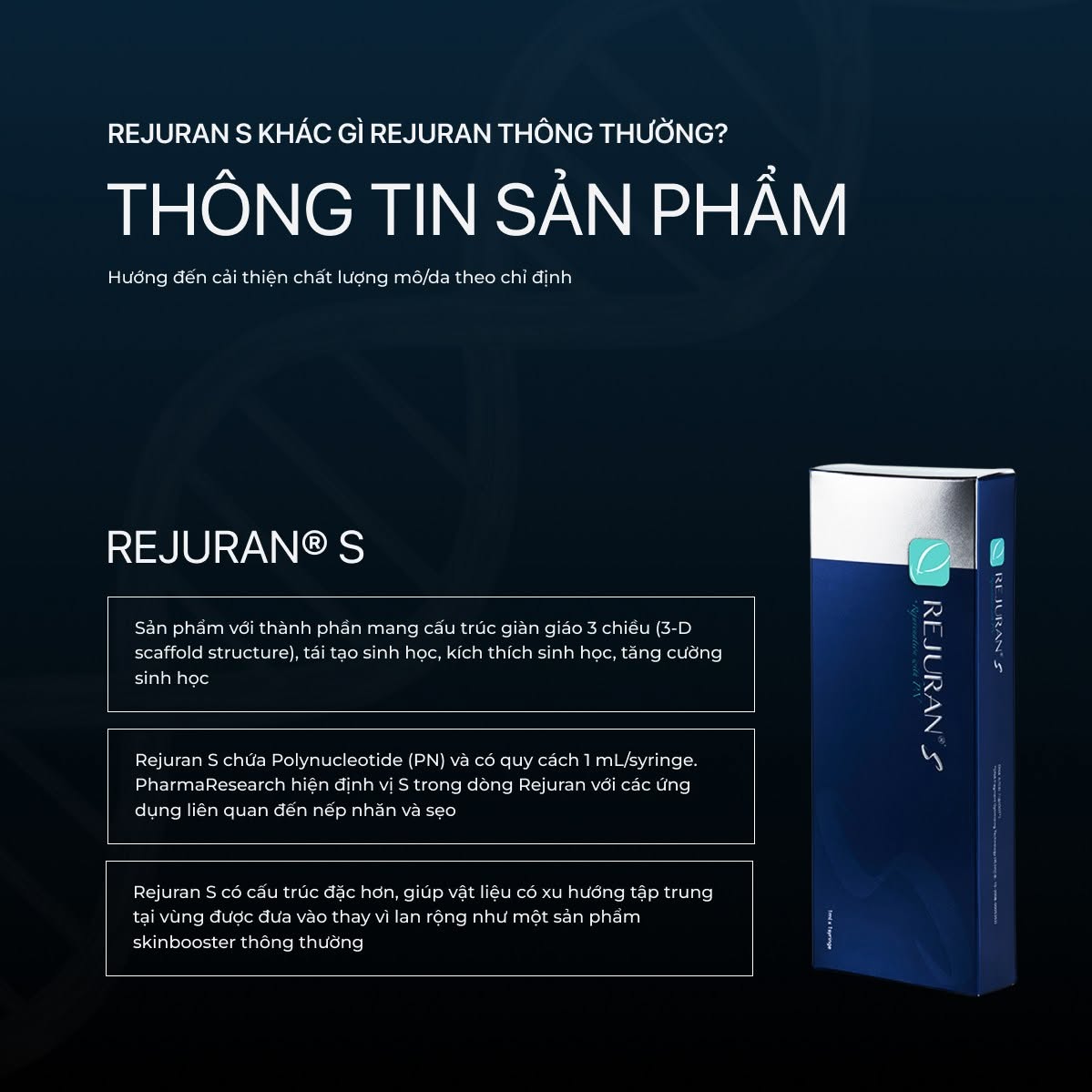 Rejuran S (Hộp xanh) – Tiêm Tăng Sinh Tái Tạo Mô Sẹo & Rãnh Lõm Sâu